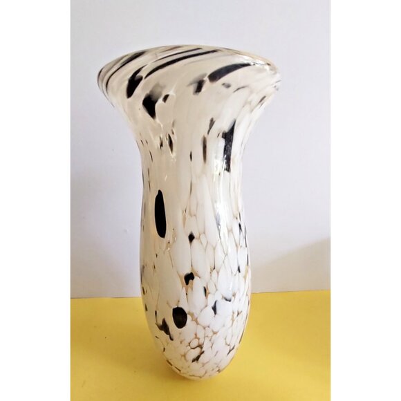 Todd Oldham Heavy Art Glass Vase White, Gold, Brown Mottle Design 12.5" - Picture 8 of 15